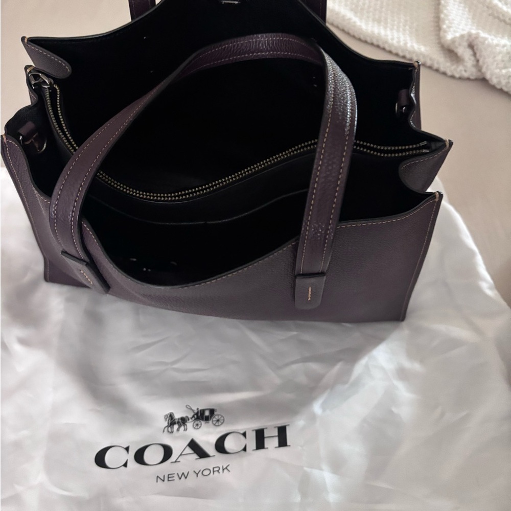 Coach Charlie 28 Carryall in Oxblood/Silver pebbled leather (Style #29529). - Picture 7 of 12